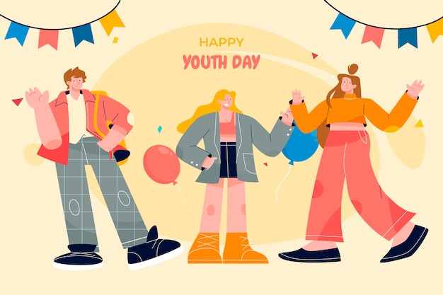 Flat background for international youth day celebration