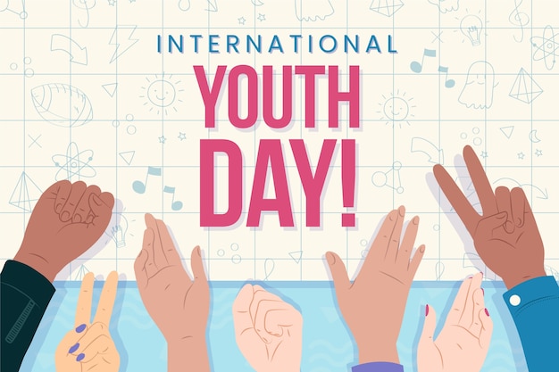 Flat background for international youth day celebration