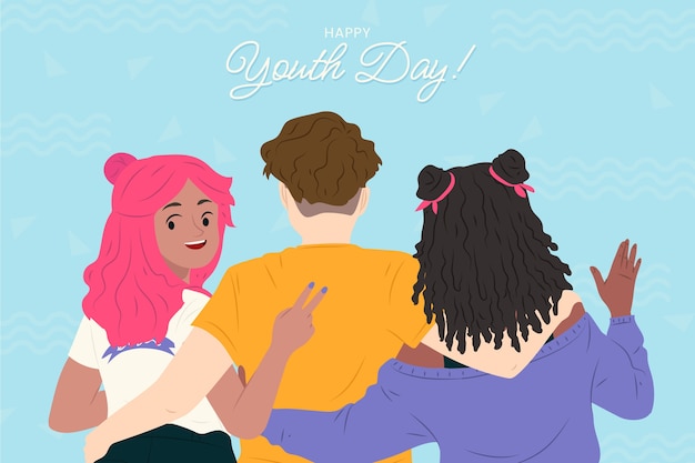 Free vector flat background for international youth day celebration