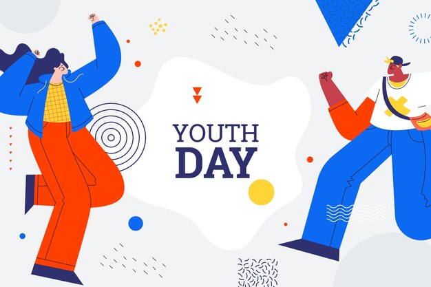 flat background for international youth day celebration