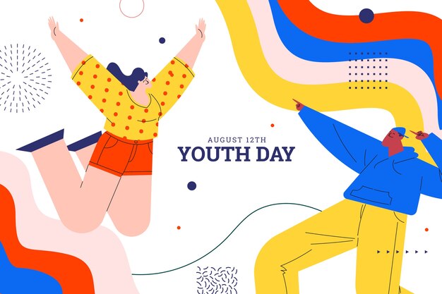 flat background for international youth day celebration