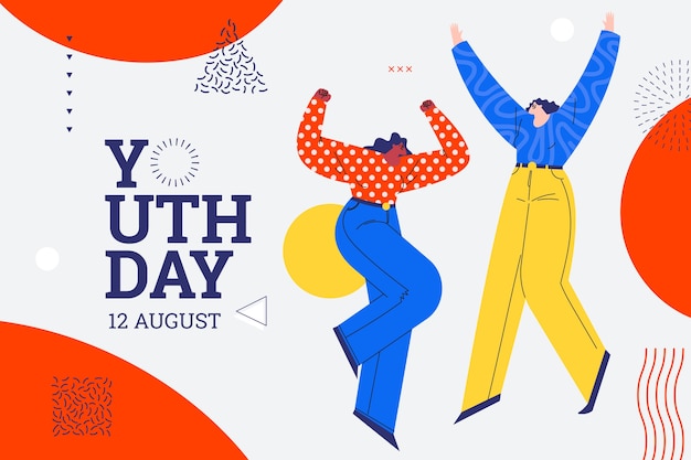 Free vector flat background for international youth day celebration