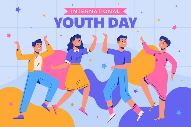 Flat background for international youth day celebration