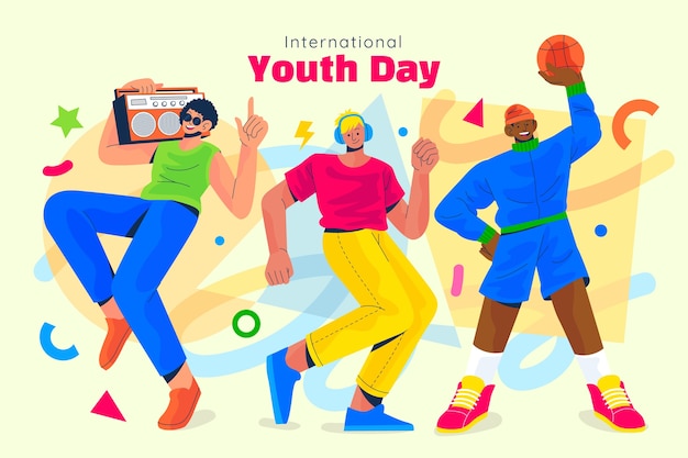 Flat background for international youth day celebration