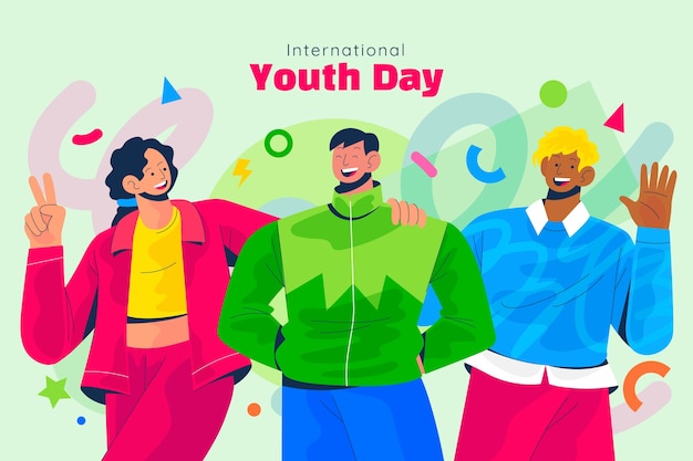 Free vector flat background for international youth day celebration