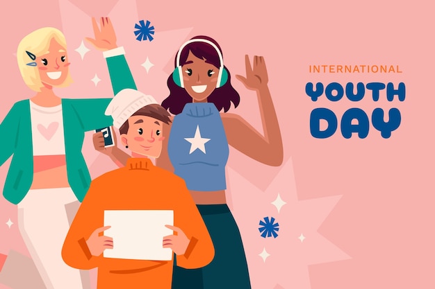 Flat background for international youth day celebration