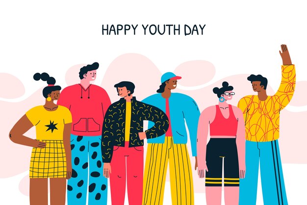 Flat background for international youth day celebration