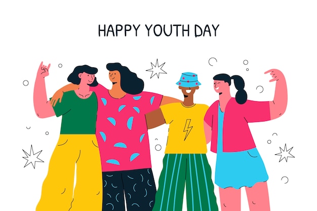 Плоский фон для празднования международного дня молодежи