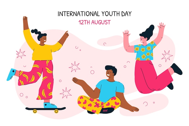 Free vector flat background for international youth day celebration