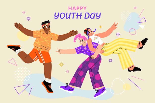 Free vector flat background for international youth day celebration