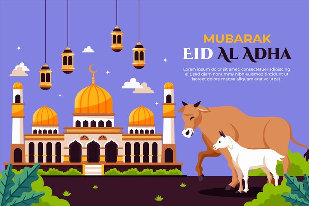 Flat background for islamic eid al-adha celebration