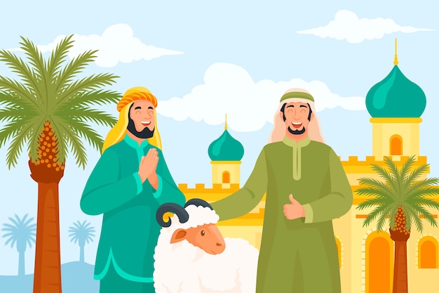 Free vector flat background for islamic eid al-adha celebration