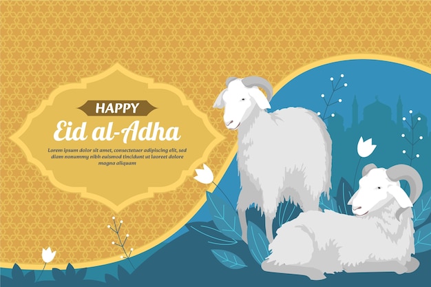 Vettore gratuito sfondo piatto per la celebrazione islamica di eid al-adha