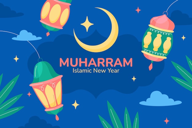 Free vector flat background for islamic new year celebration
