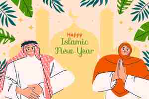 Free vector flat background for islamic new year celebration