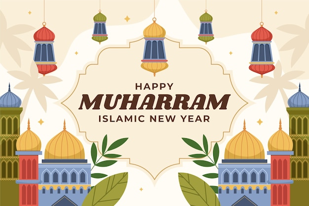 Free vector flat background for islamic new year celebration