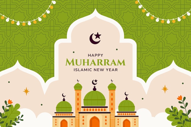 Free vector flat background for islamic new year celebration