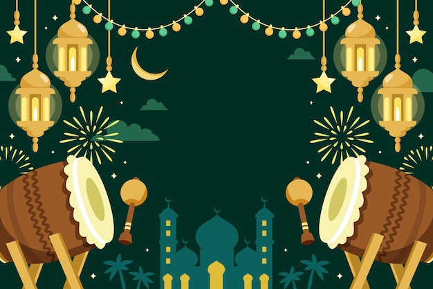 Free vector flat background for islamic ramadan celebration