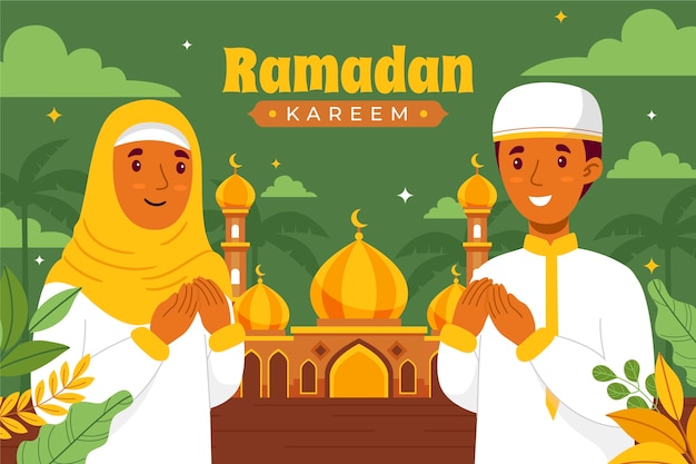 Vettore gratuito sfondi piatti per la celebrazione islamica del ramadan.