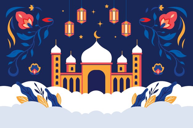 Flat background for islamic ramadan celebration