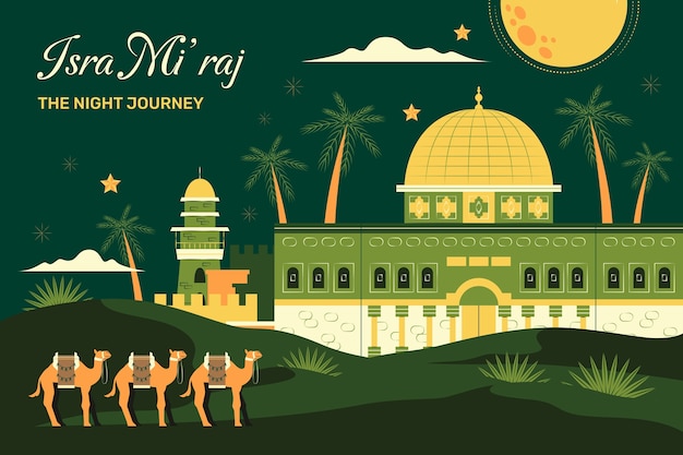 Free vector flat background for isra miraj