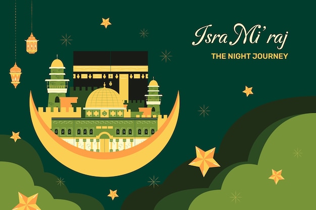 Free vector flat background for isra miraj