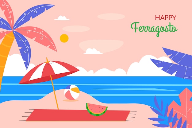 Free vector flat background for italian ferragosto celebration