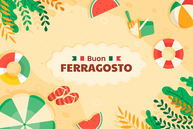 Free vector flat background for italian ferragosto summer celebration