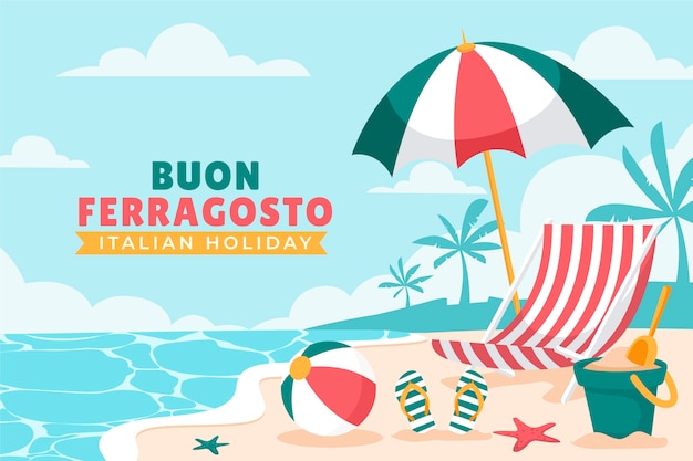 Free vector flat background for italian ferragosto summer celebration