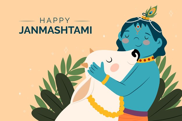 Free Vector flat background for janmashtami celebration