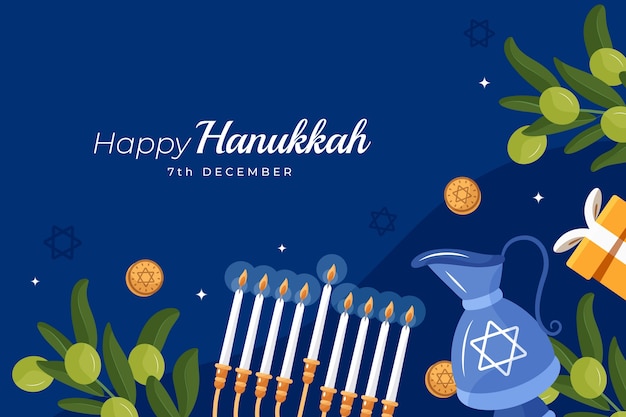 Sfondo piatto per la celebrazione ebraica di hanukkah