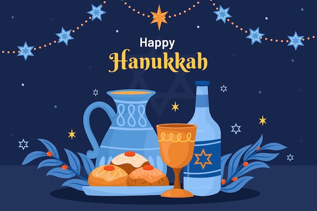 Flat background for jewish hanukkah celebration