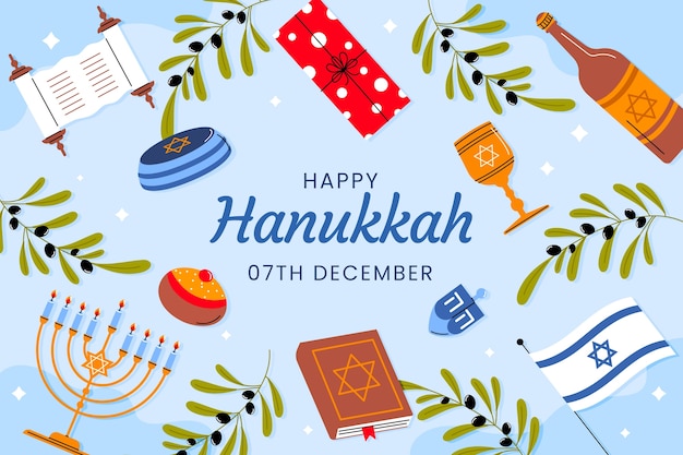 Flat background for jewish hanukkah celebration