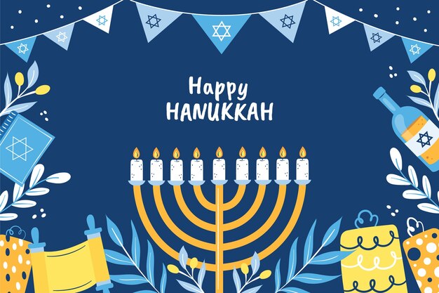 flat background for jewish hanukkah celebration