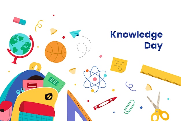 Free vector flat background for knowledge day celebration