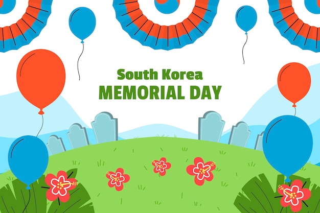 Free vector flat background for korean memorial day commemoration