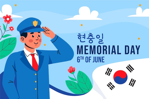 한국 현충일 기념 평면 배경