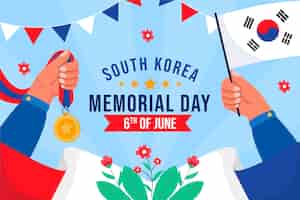 Free vector flat background for korean memorial day commemoration