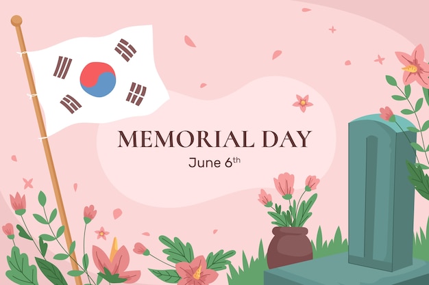 Free vector flat background for korean memorial day