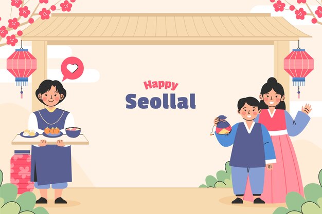 한국의 서울 축제 축하를 위한 평평한 배경