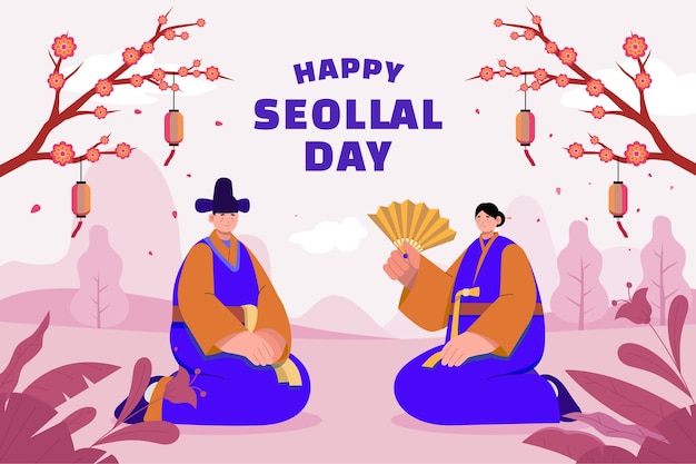 Flat background for korean seollal holiday