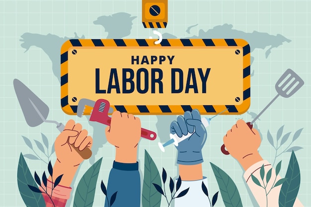 Free vector flat background for labor day celebration