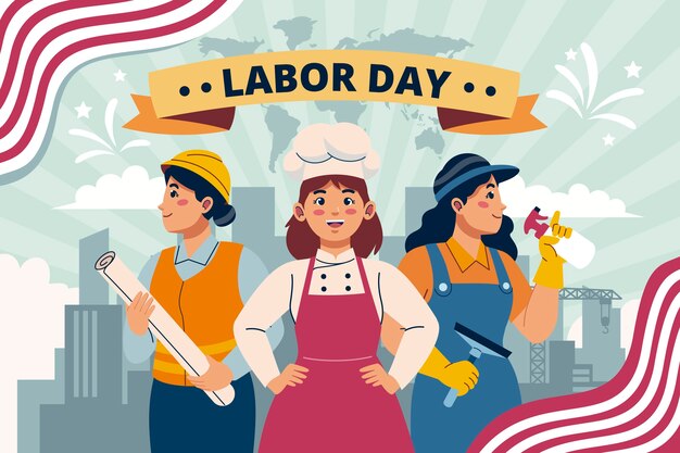 Flat background for labor day celebration
