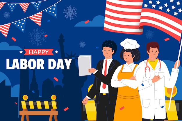Free vector flat background for labor day celebration