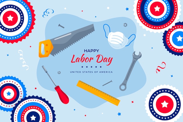 Free vector flat background for labor day celebration