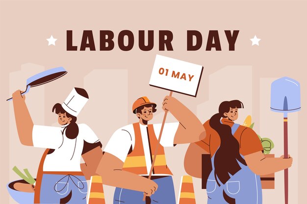 Free vector flat background for labor day celebration