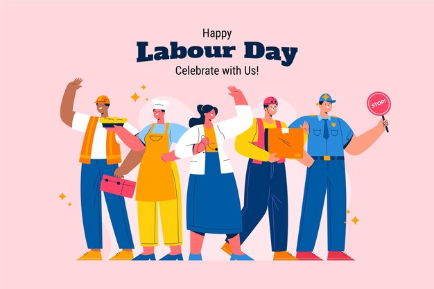 Flat background for labour day celebration