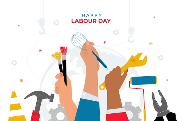 Flat background for labour day celebration