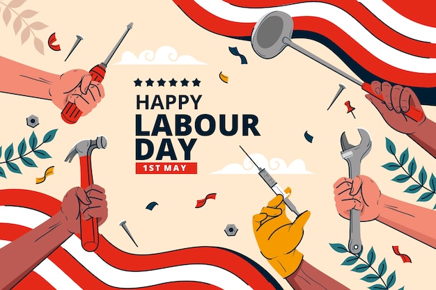 Flat background for labour day celebration