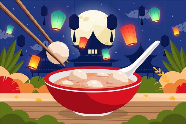 등불 축제 의 평평 한 배경